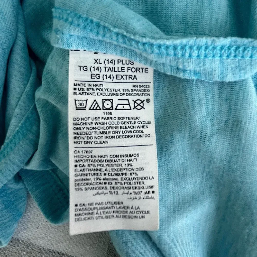 🌴 Old Navy Active Breathe ON Tee XL (14) Plus | Pool Party Blue